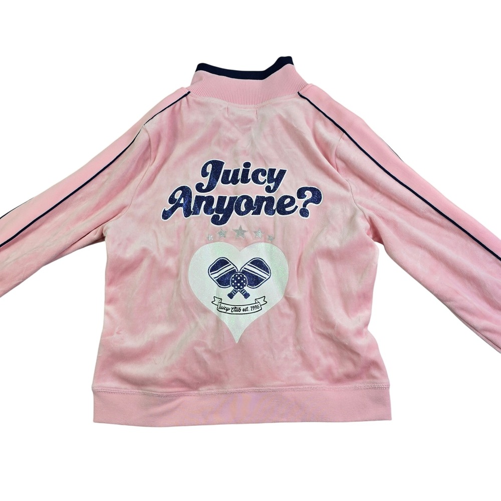 Juicy Couture Velour Track Jacket Womens Large Pink Pickleball Juicy Anyone New